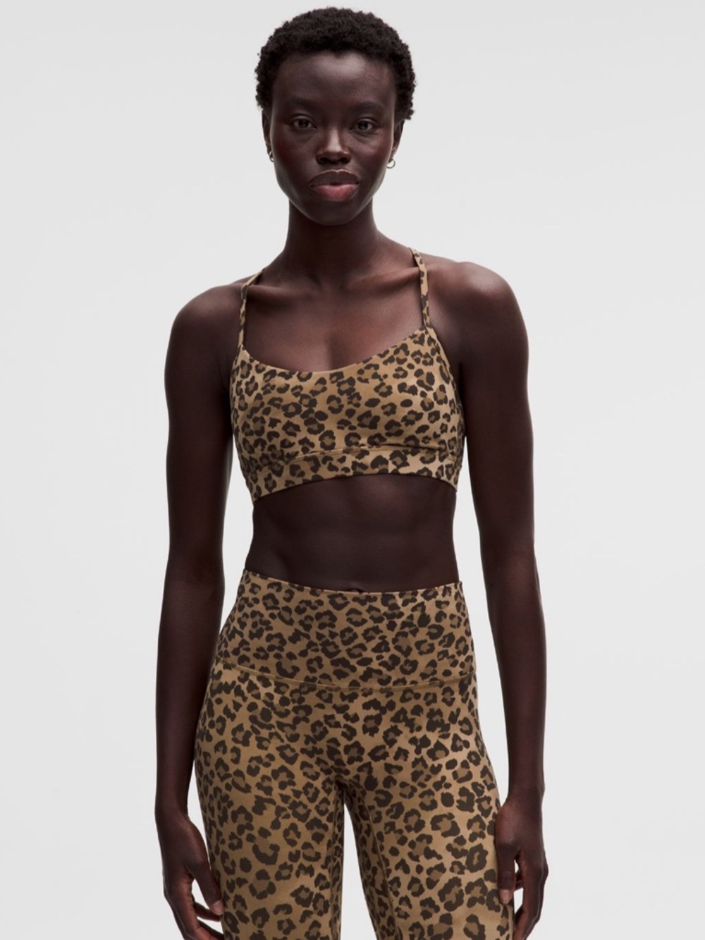 lululemon athletica Leopard-Print Light Support Sports Bra - Tan/Black